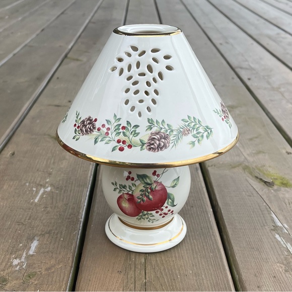 Lenox Boxwood & Pine Pattern Tea Light Lamp Candle Holder in Original Box - Picture 5 of 15